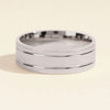 7.0mm Horizontal Thick Brushed & Double Grooved Men's Gold Wedding Band