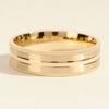 6.0mm Mid-Beveled & Matte Brushed Milgrain Men's Gold Wedding Band