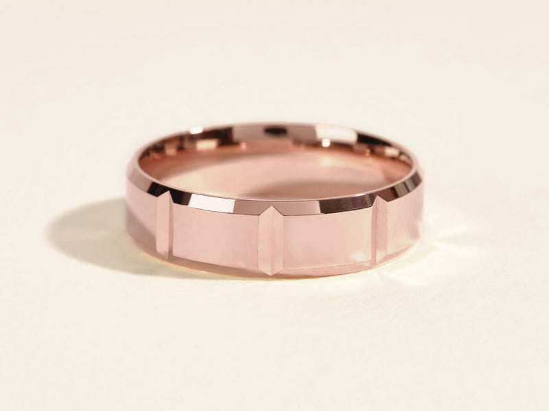 6.0mm Men's  Vertical Beveled Wedding Band