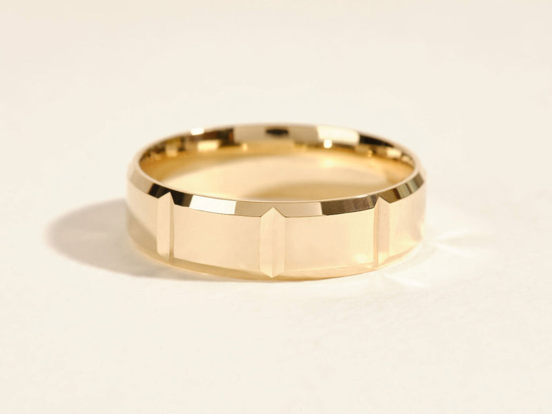 6.0mm Men's  Vertical Beveled Wedding Band