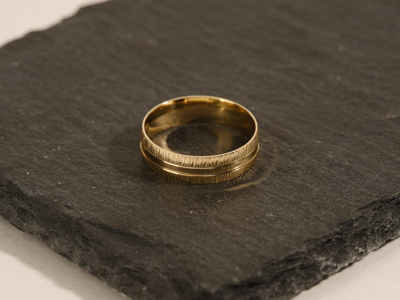 6.0mm Grooved Fancy Accents Men's Wedding Band