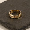 6.0mm Grooved Block Men's Gold Wedding Band