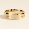 6.0mm Beveled Edge, Grooved & Flush Set Men's Diamond Wedding Band