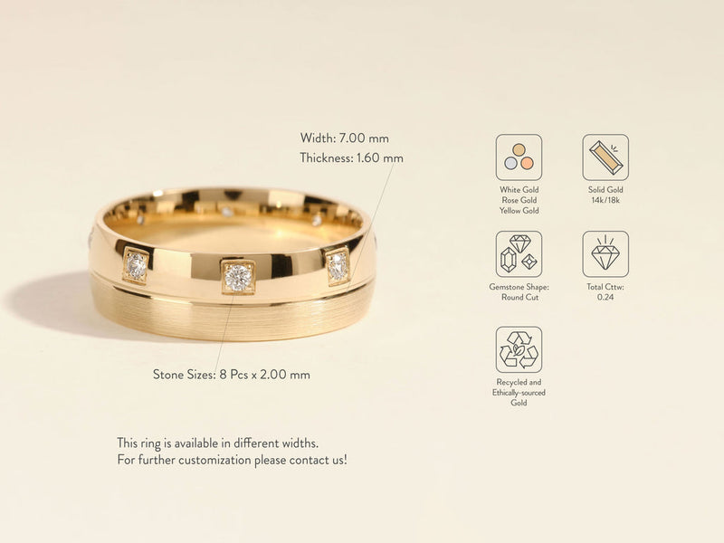 0.24CT Eight Stone Men's Diamond Wedding Band