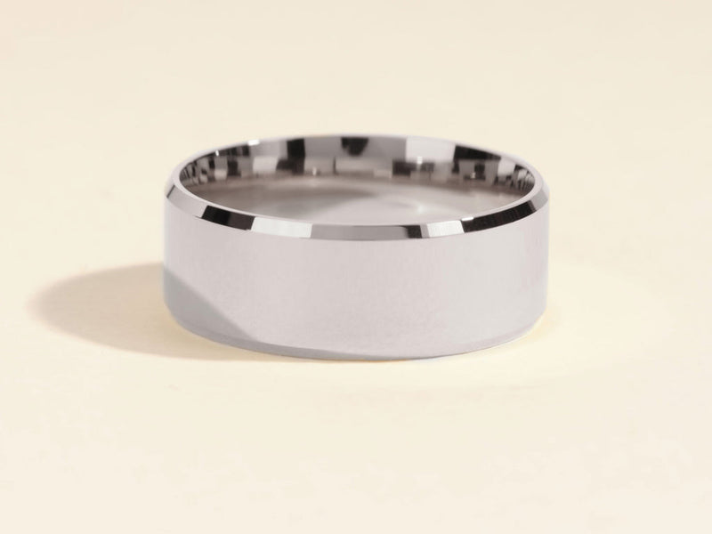 8mm Polished Beveled Edge Men's Wedding Band