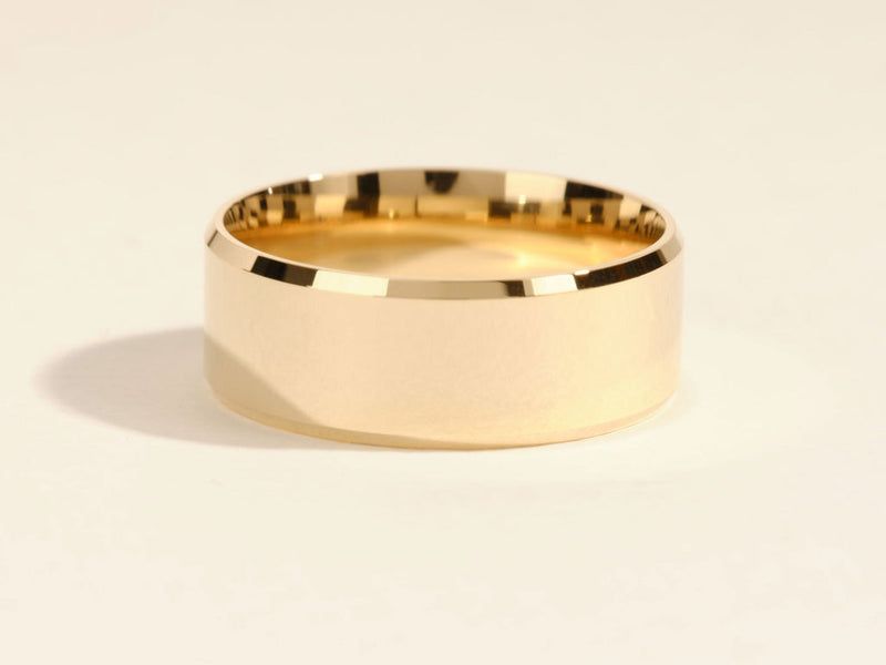 8mm Polished Beveled Edge Men's Wedding Band