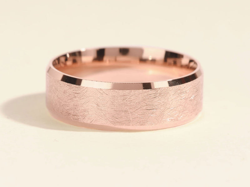 7mm Ice Matte Brushed Beveled Edge Men's Wedding Band