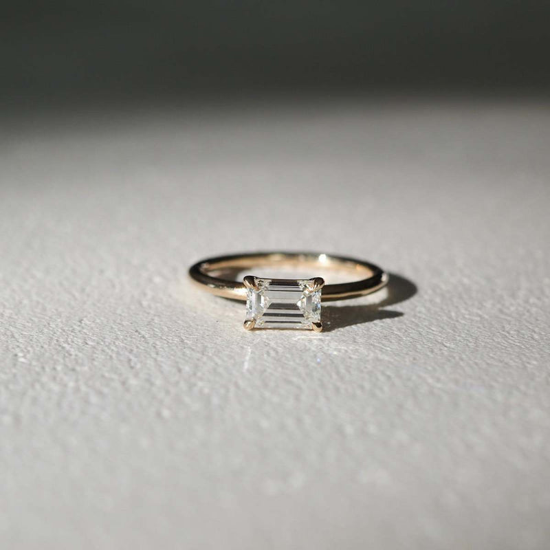 1.5 - 3.5 CT East West Emerald CVD Diamond Solitaire Engagement Ring