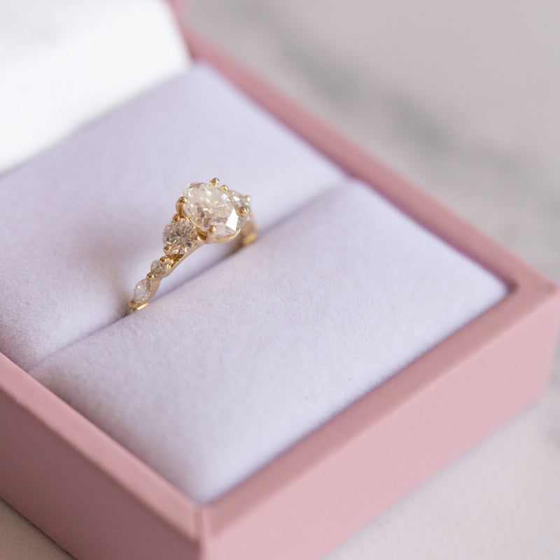 1.33CT Oval Cut Pave Setting Moissanite Engagement Ring