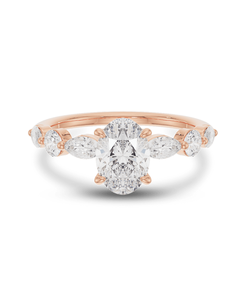 1.0 - 3.0 CT Oval Cut CVD Diamond Pave Engagement Ring