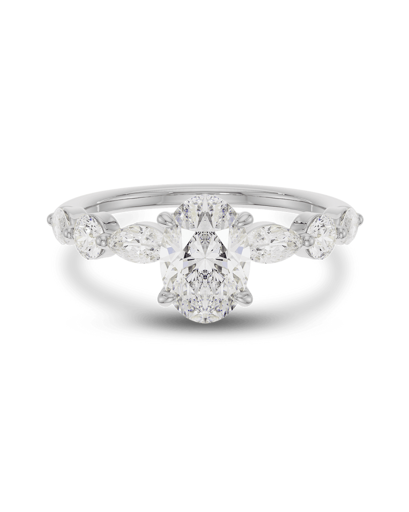 1.0 - 3.0 CT Oval Cut CVD Diamond Pave Engagement Ring