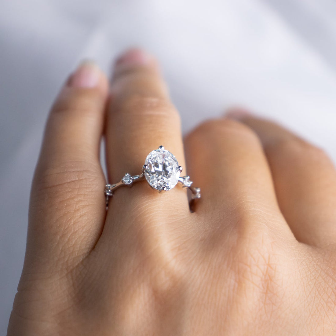 1.93CT Oval Cut Moissanite Solitaire Dainty Style Engagement Ring