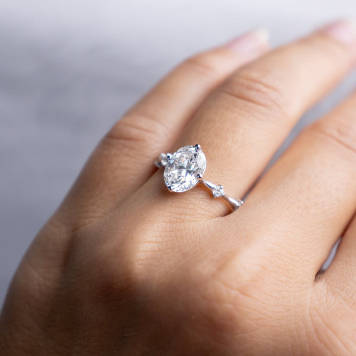 1.93CT Oval Cut Moissanite Solitaire Dainty Style Engagement Ring