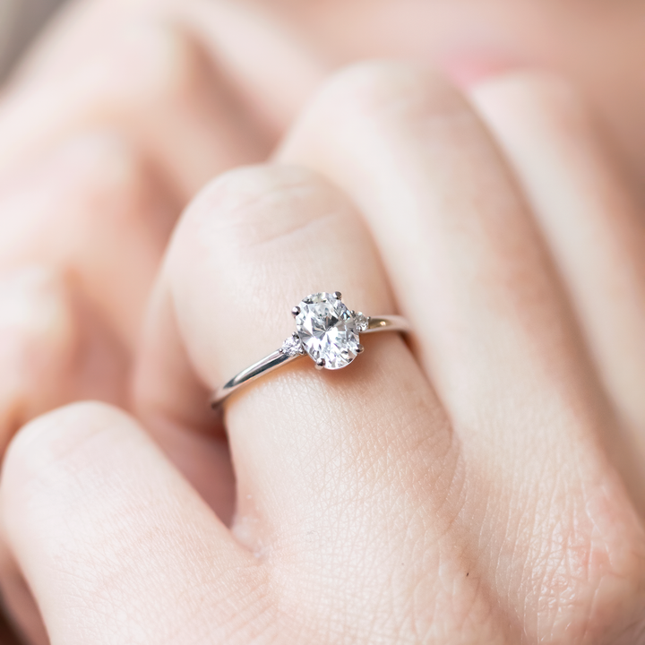 1.33CT Oval Cut Moissanite Diamond Engagement Ring in 14K Rose Gold