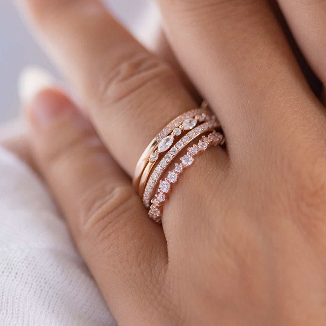 0.26ctw Marquise and Round Cut Half Eternity Wedding Band