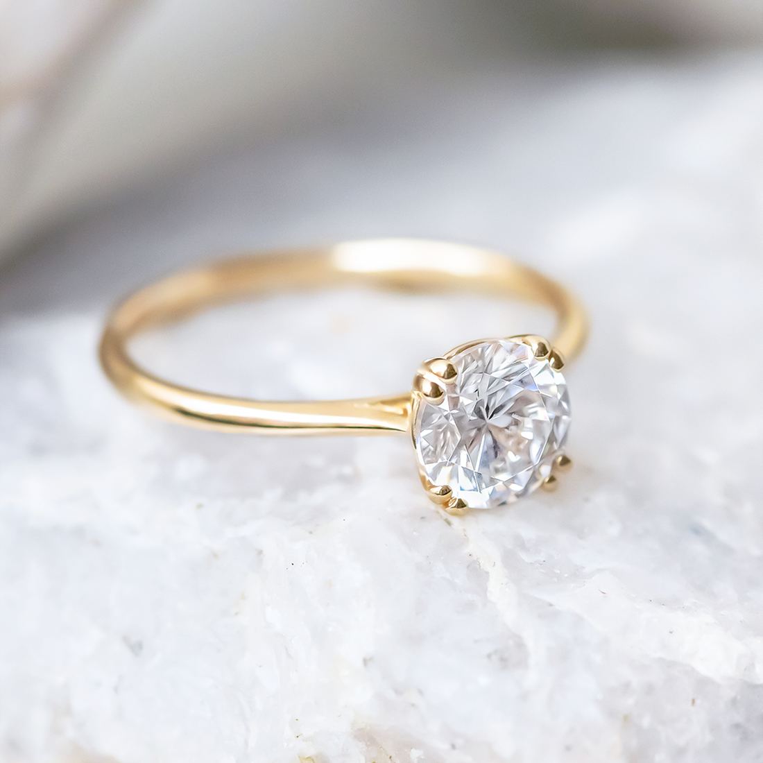 1.20CT Round Cut Double Claw Prong Moissanite Engagement Ring