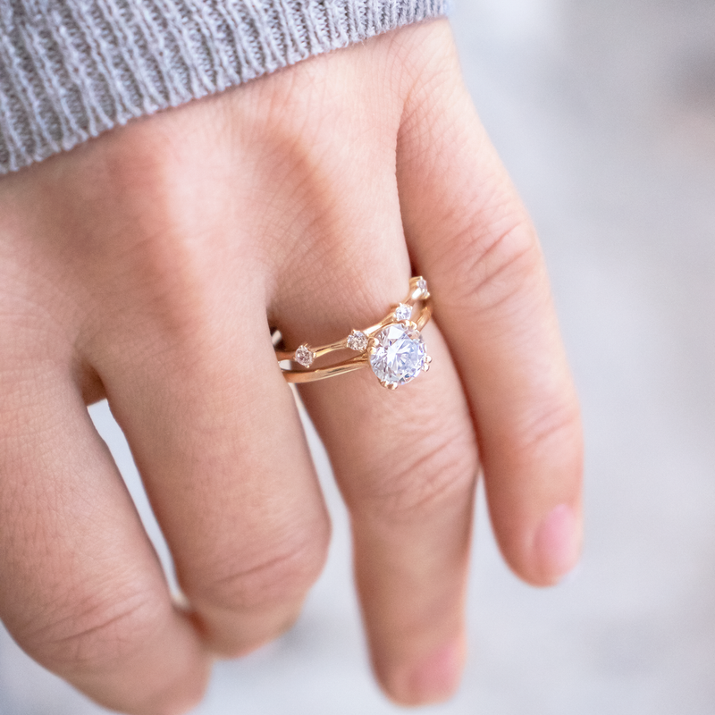 1.20CT Round Cut Double Claw Prong Moissanite Engagement Ring