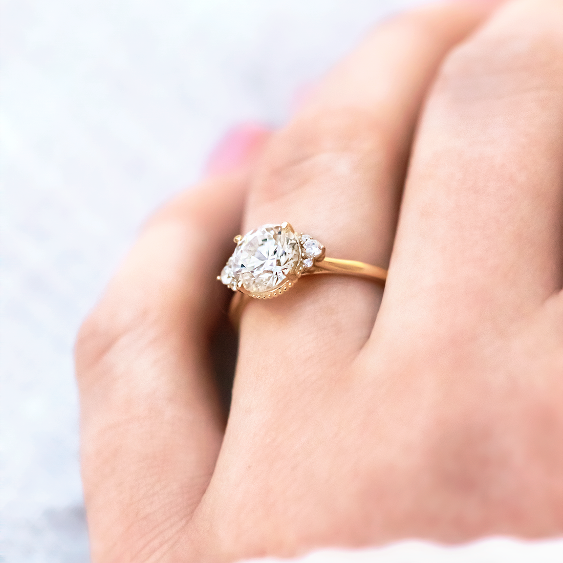 1.20CT Round Cut Vintage Inspired Moissanite Engagement Ring