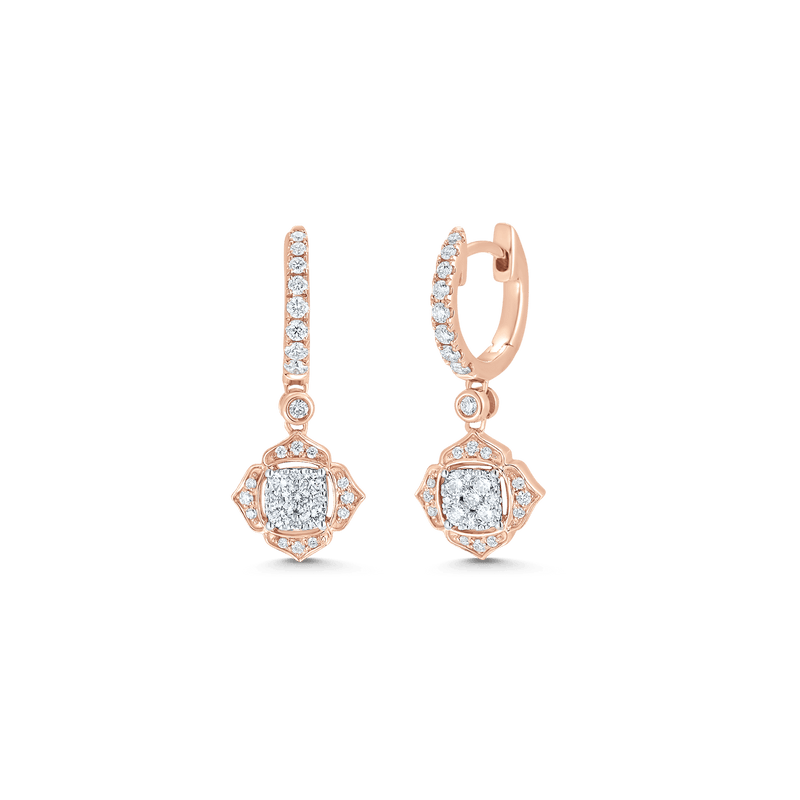 0.58 TCW Round Moissanite Diamond Drop Huggie Earrings