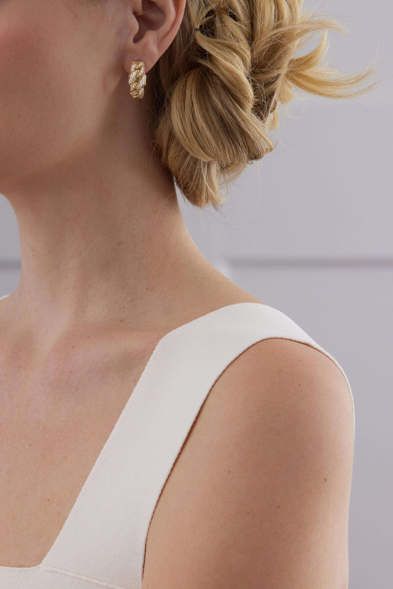 1.13 TCW Round Moissanite Diamond Link Huggie Earrings