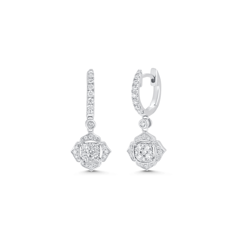 0.58 TCW Round Moissanite Diamond Drop Huggie Earrings