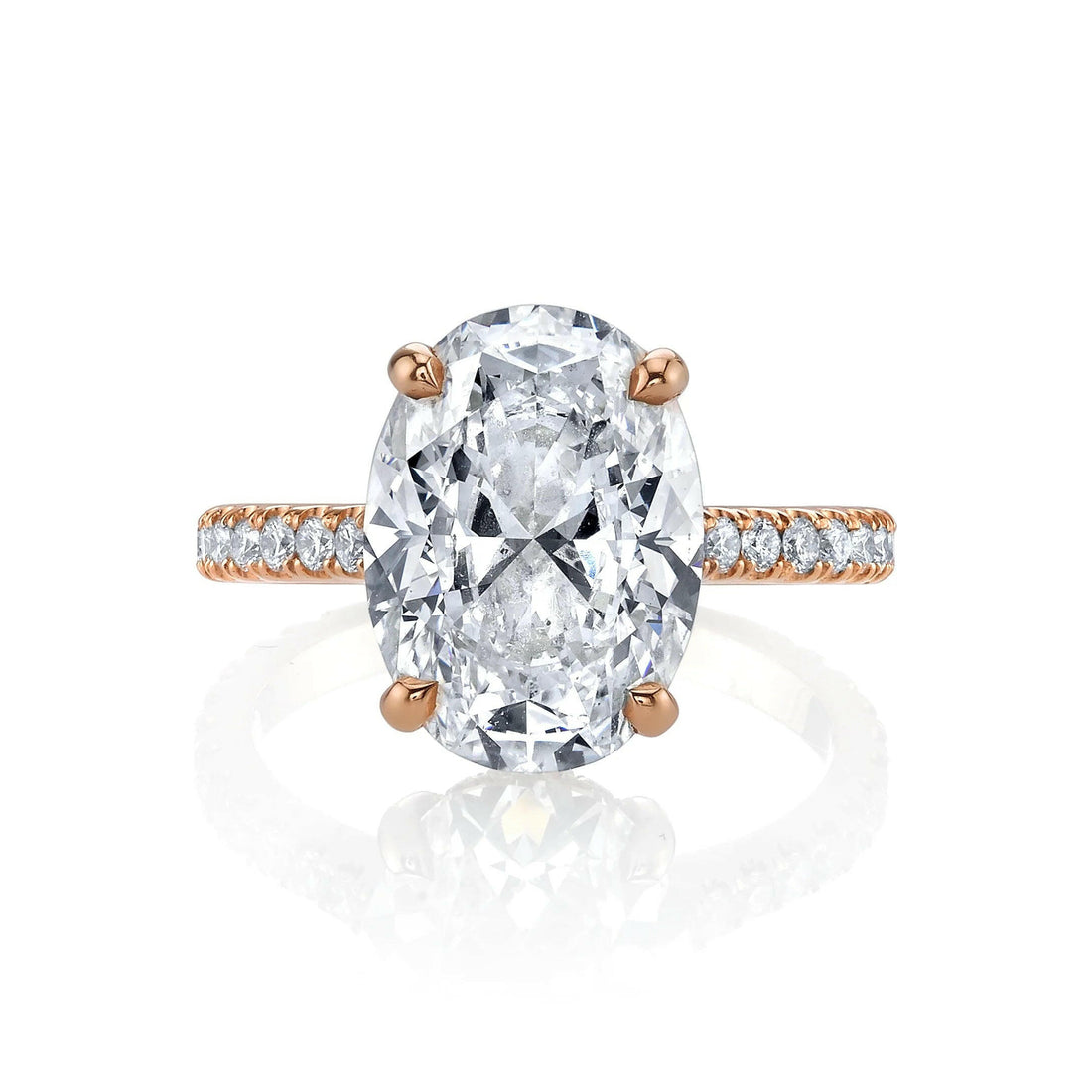 3.0 CT Oval Moissanite Solitaire Pave Setting Engagement Ring