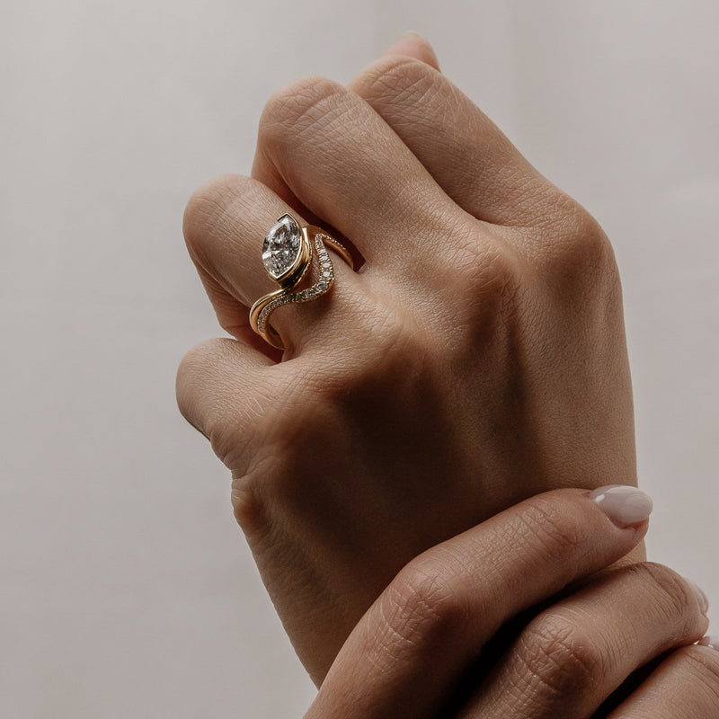 1.50CT-2.50CT Marquise Cut Moissanite Diamond Unique Engagement Ring