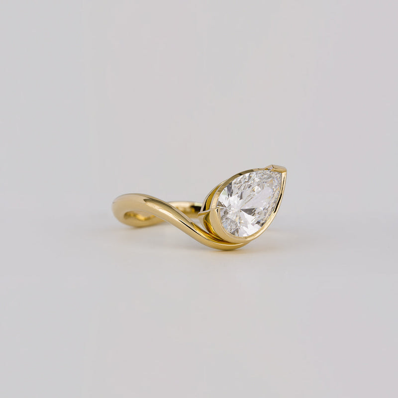 1.50CT-2.50CT Pear Cut Diamond Unique Wave Engagement Ring