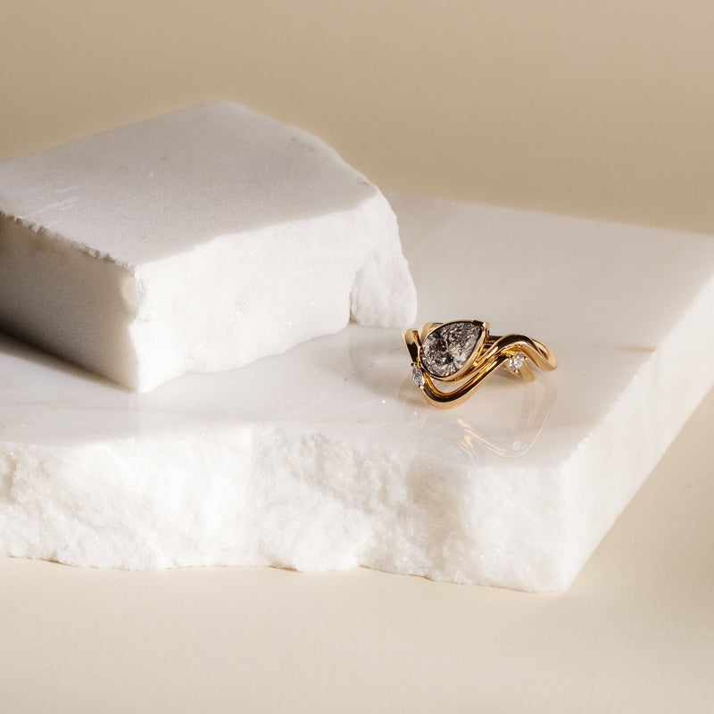 1.50CT-2.50CT Pear Cut Diamond Unique Wave Engagement Ring
