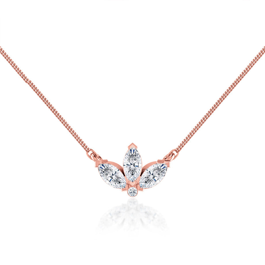 0.32 TCW Round & Marquise Moissanite Diamond Petal Style Necklace