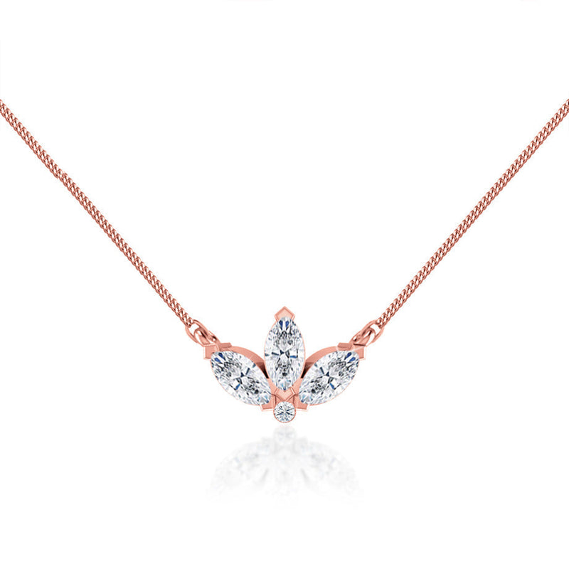 0.32 TCW Round & Marquise Moissanite Diamond Petal Style Necklace