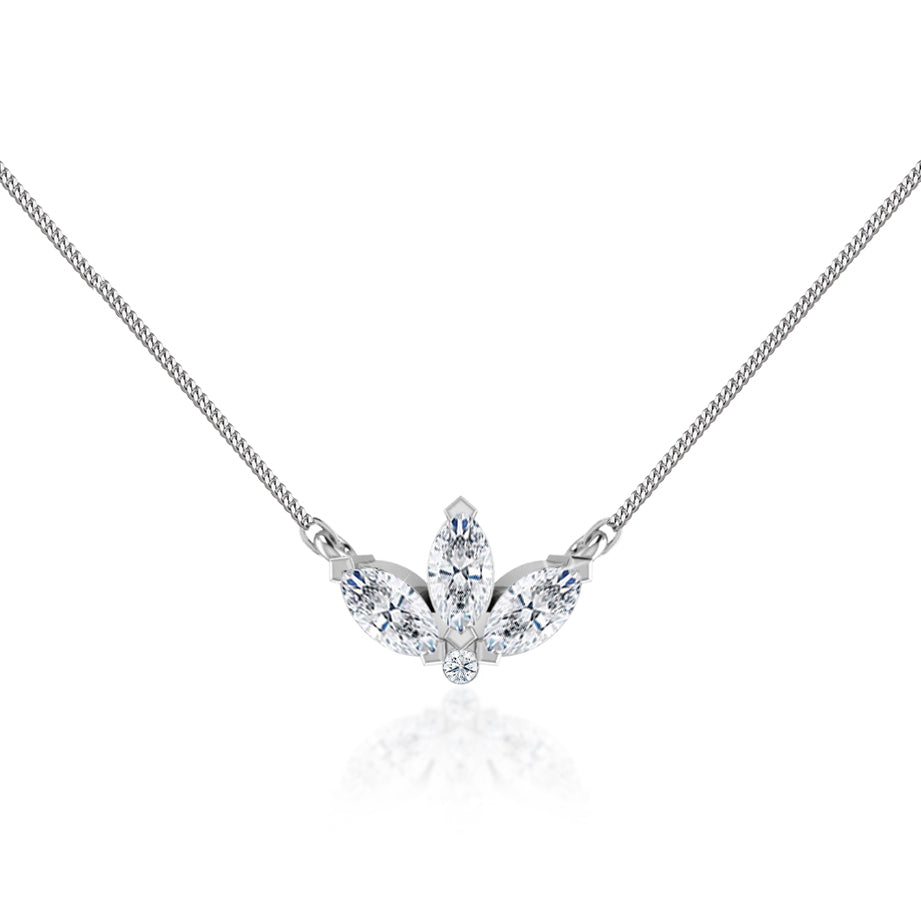 0.32 TCW Round & Marquise Moissanite Diamond Petal Style Necklace