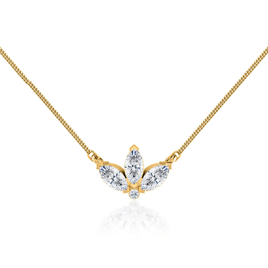 0.32 TCW Round & Marquise Moissanite Diamond Petal Style Necklace