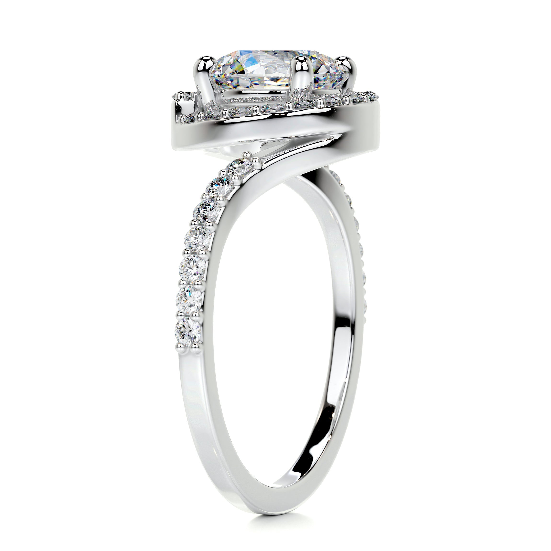 1.75 Carat · Round Halo ·  Moissanite Engagement Ring