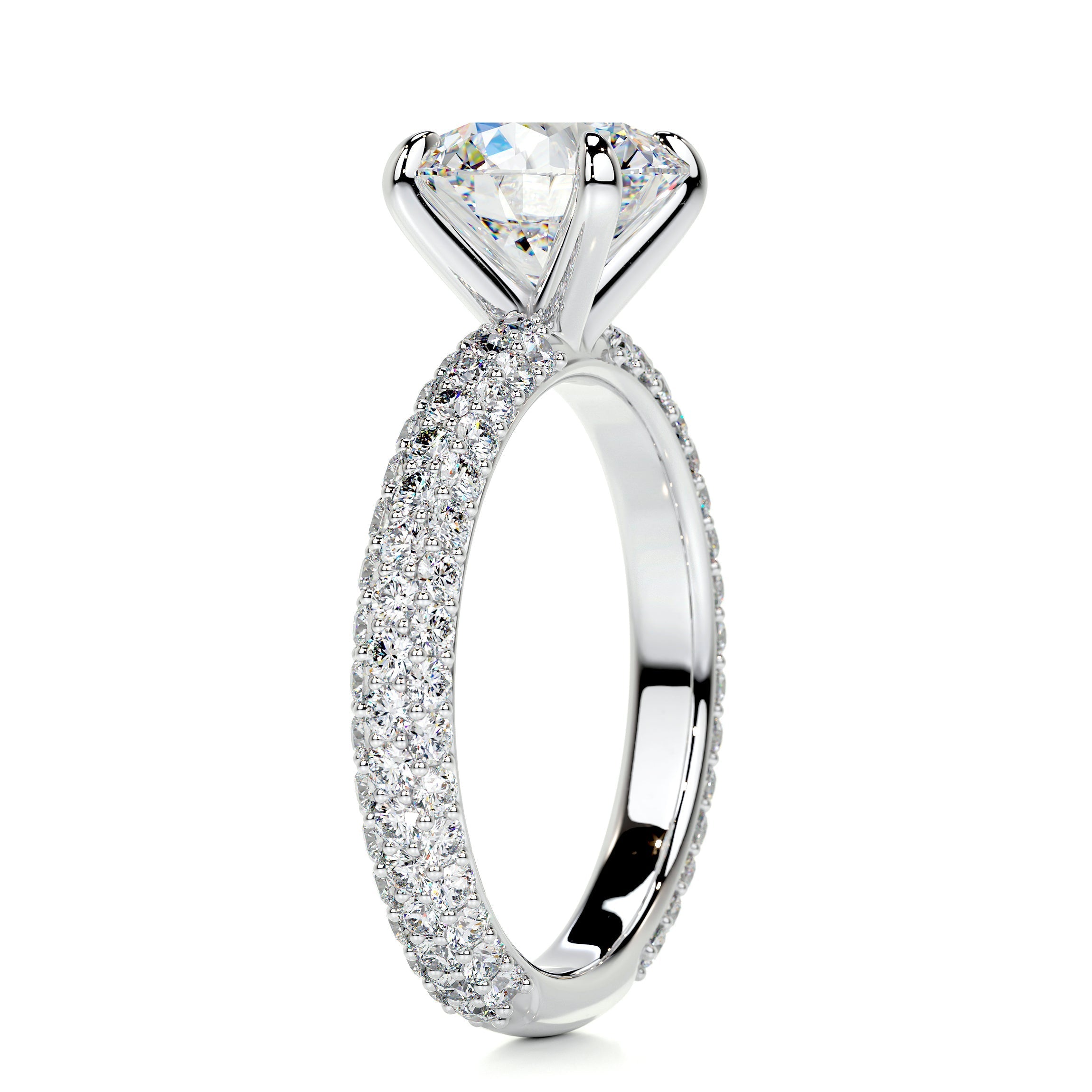 4.0 Carat Round Triple Pave Moissanite Engagement Ring