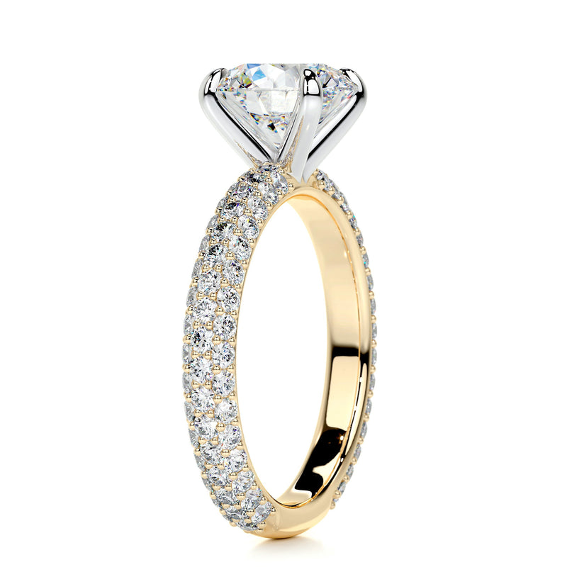 4.0 Carat Round Triple Pave Moissanite Engagement Ring