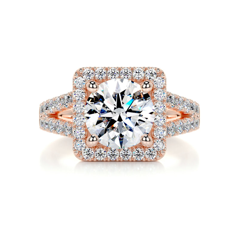 2.80 Carat · Round Square Halo Split Moissanite Engagement Ring