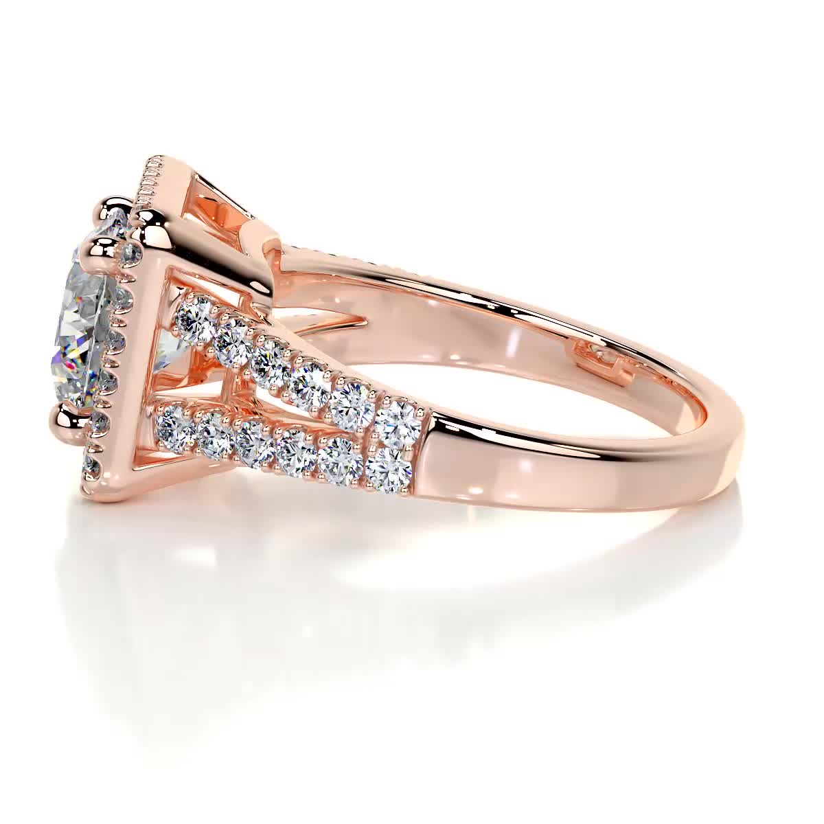 2.80 Carat · Round Square Halo Split Moissanite Engagement Ring