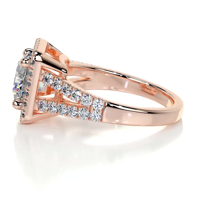 2.80 Carat · Round Square Halo Split Moissanite Engagement Ring