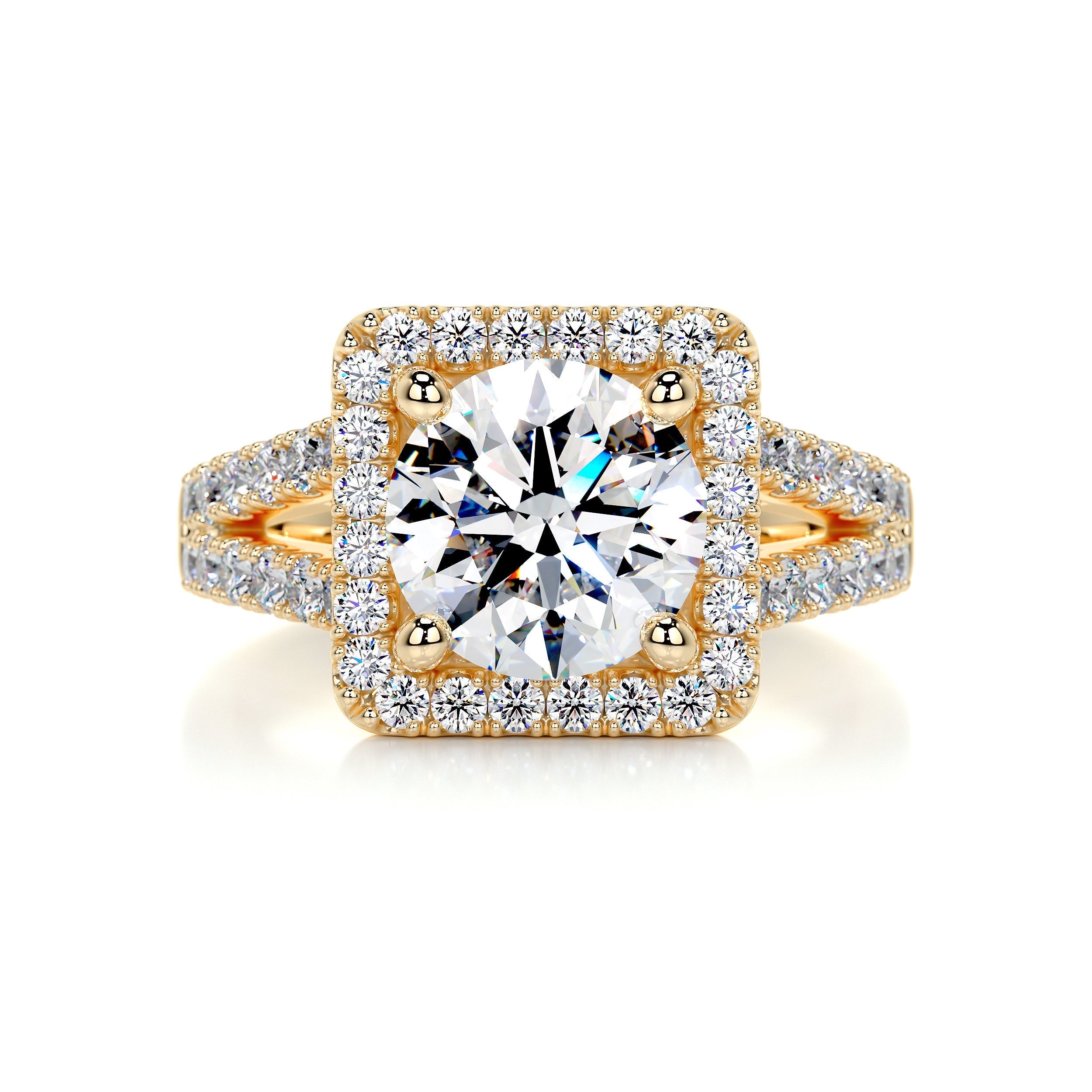 2.80 Carat · Round Square Halo Split Moissanite Engagement Ring