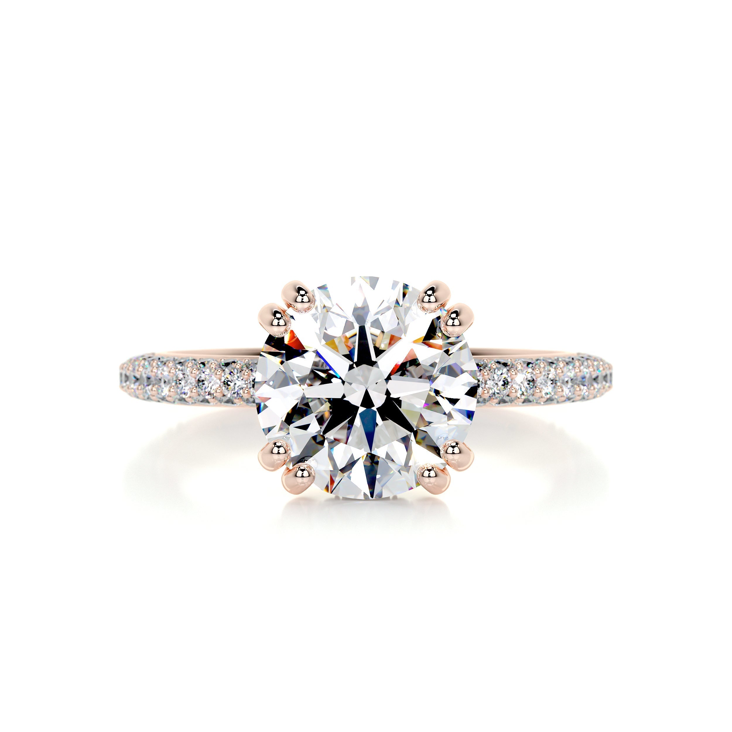 3.50 Carat Round Triple Pavé Hidden Halo Moissanite Engagement Ring