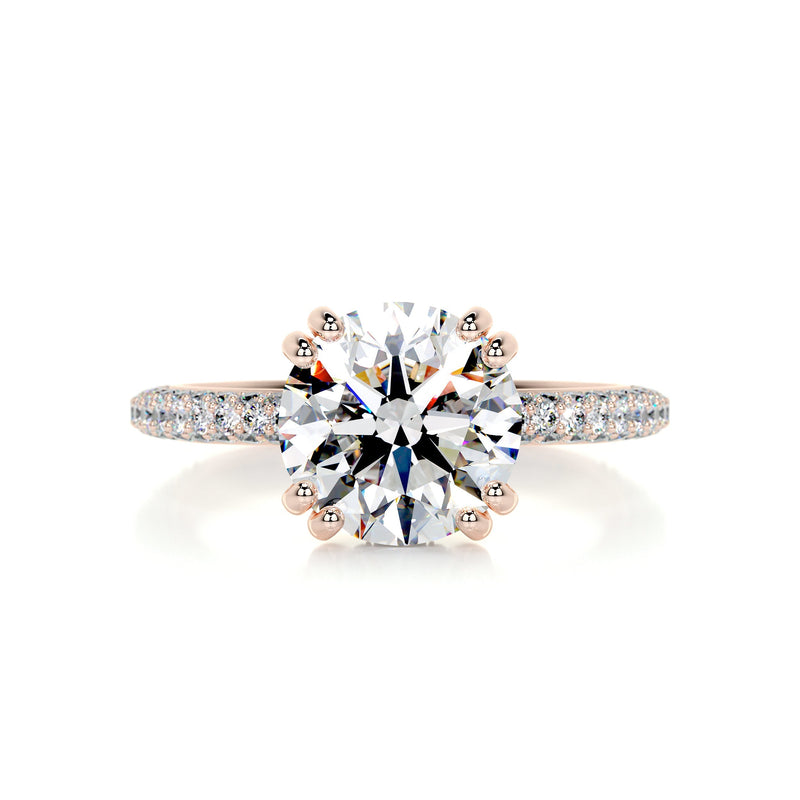3.50 Carat Round Triple Pavé Hidden Halo Moissanite Engagement Ring