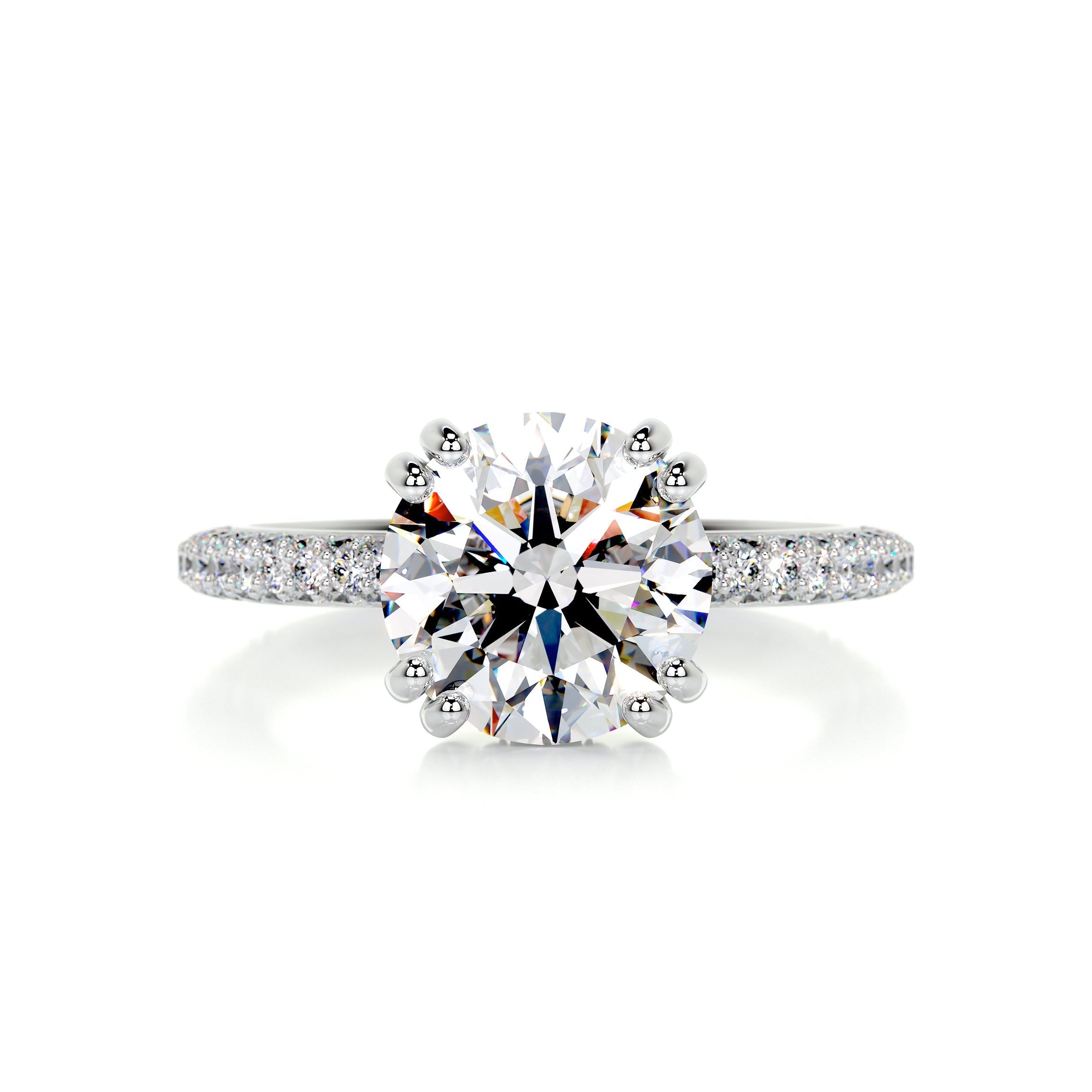 2.9 Carat · Round Hidden Halo Dual Prong Moissanite Engagement Ring