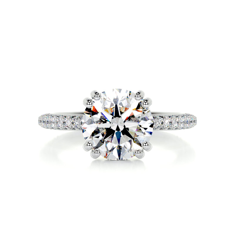 2.9 Carat · Round Hidden Halo Dual Prong Moissanite Engagement Ring