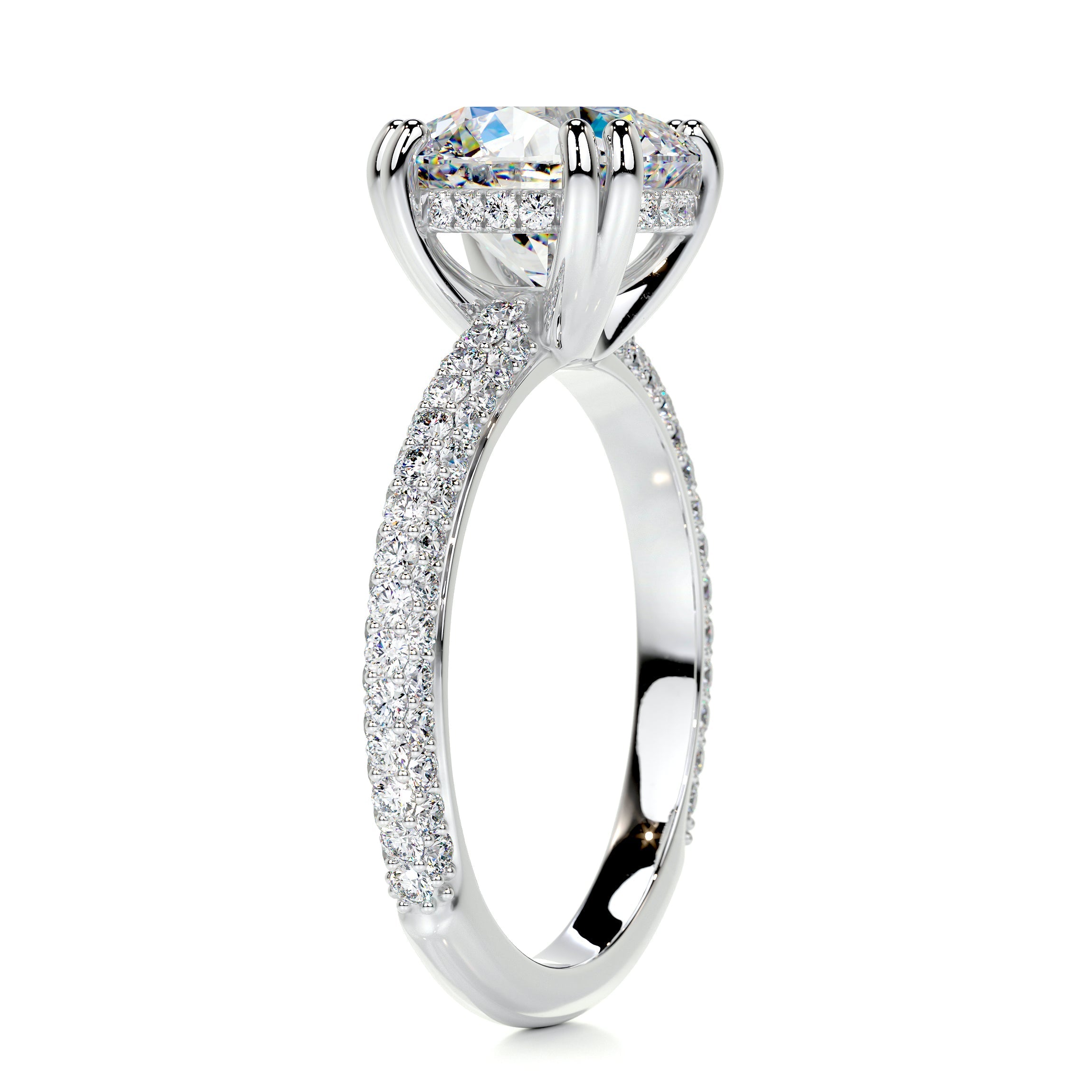 2.9 Carat · Round Hidden Halo Dual Prong Moissanite Engagement Ring