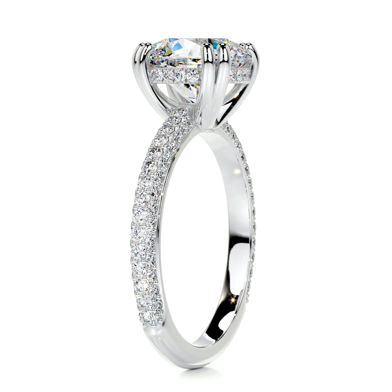 3.50 Carat Round Triple Pavé Hidden Halo Moissanite Engagement Ring