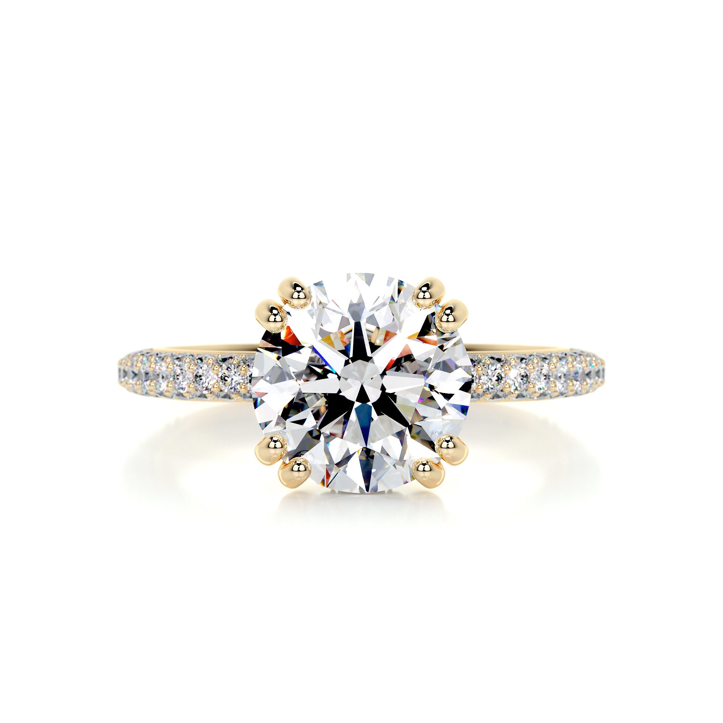 3.50 Carat Round Triple Pavé Hidden Halo Moissanite Engagement Ring