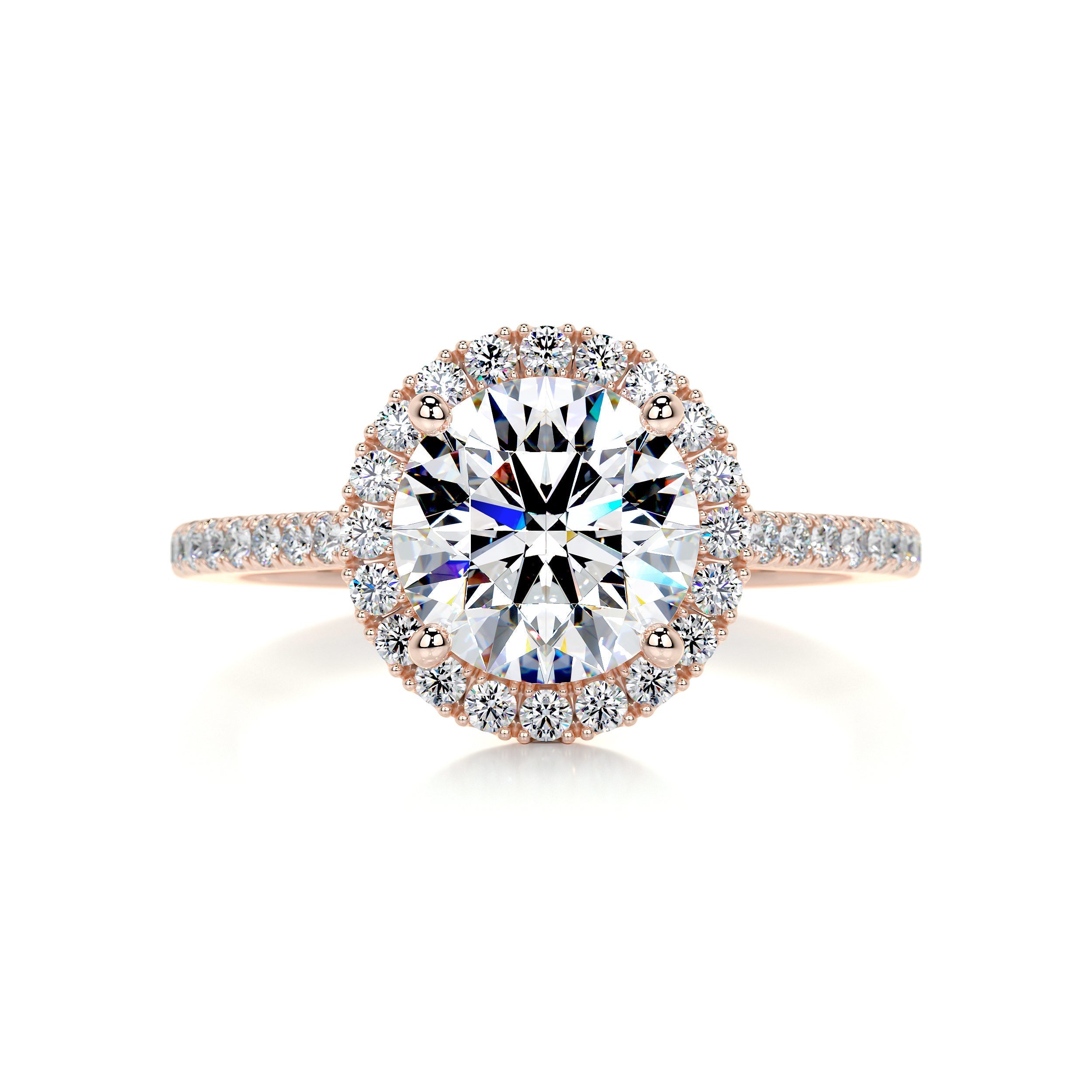 2.5 Carat · Round Halo Moissanite Engagement Ring