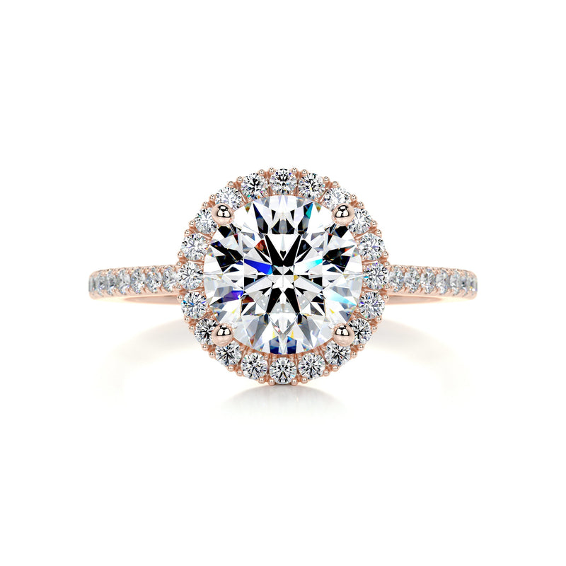 2.5 Carat · Round Halo Moissanite Engagement Ring