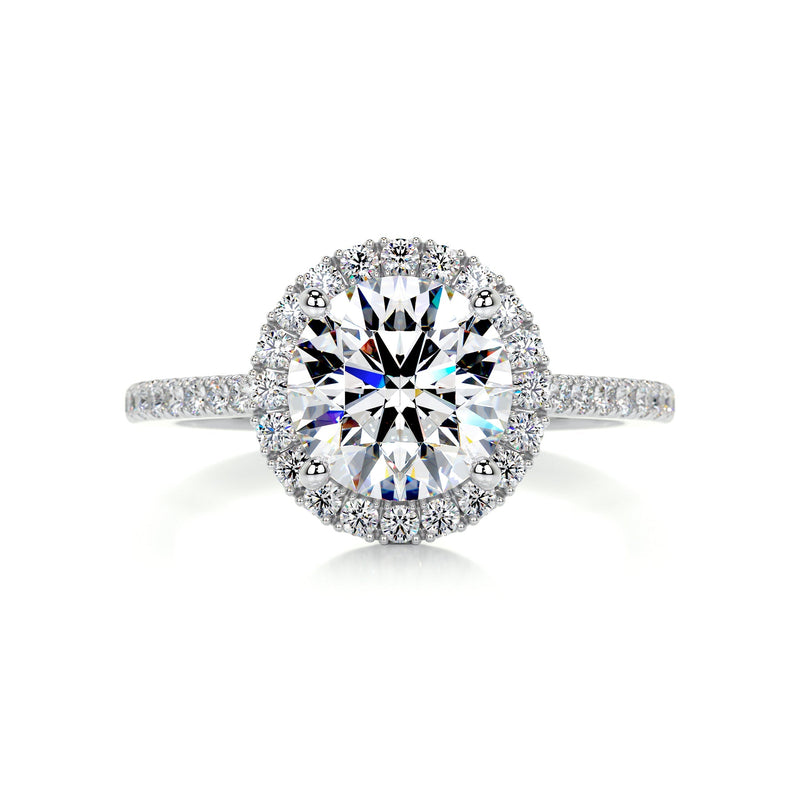 2.5 Carat · Round Halo Moissanite Engagement Ring